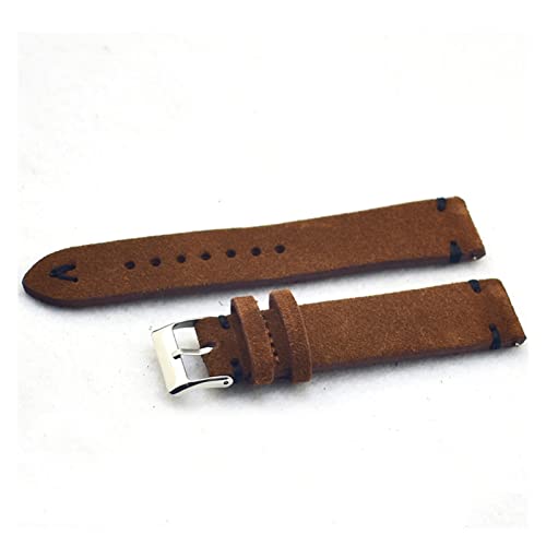 VISIYUBL Uhr Band Leder 18mm 20mm 22mm Männer Frauen Braune Uhr Strap Stahl Pin Schnalle Armband KZSD08. (Color : Brown-Black Line, Size : 20mm) von VISIYUBL