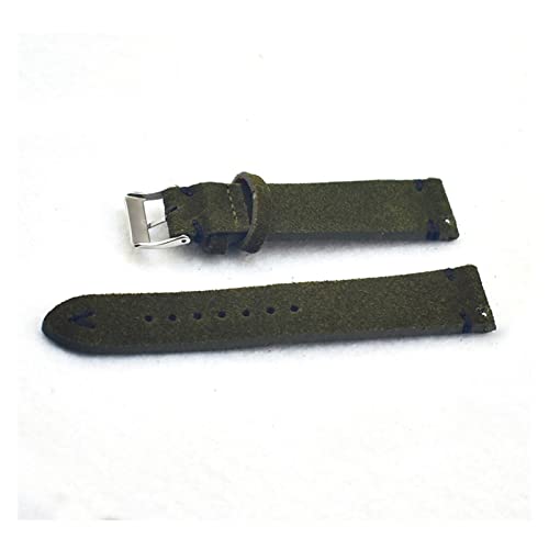 VISIYUBL Uhr Band Strap Armbanduhren Weilding Leder Männer Frauen 18mm 20mm 22mm Gurtuhr Gürtel Zubehör Grün KZSD07. (Color : Green-Black Line, Size : 20mm) von VISIYUBL