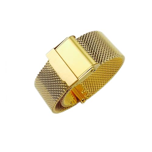 VISIYUBL Uhrband 12mm 14mm 18mm 20mm 22mm 24mm Universal Edelstahl Metall Armband Fossil Strap Armband Schwarz Roségold Silber (Color : Gold, Size : 22mm) von VISIYUBL