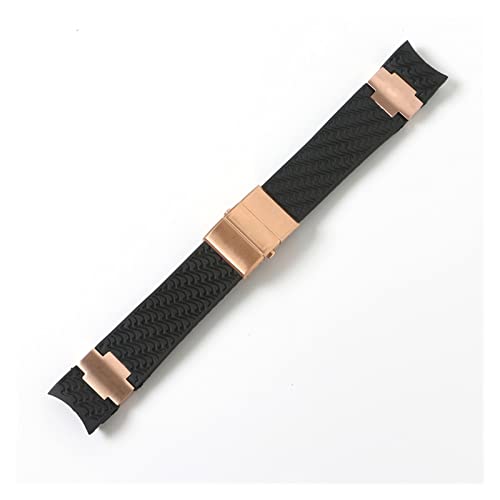 VISIYUBL Uhrband Armband Kieselgel-Uhr-Uhr-Band Fit for Ulysse Fit for Nardin TAUCHER Wasserdichte Gummi Uhr Strap Sport 22mm Mann Schwarz Blau Braun (Color : Black 1 rosegold, Size : 22mm with buck von VISIYUBL