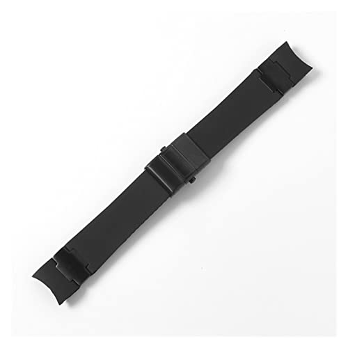 VISIYUBL Uhrband Armband Kieselgel-Uhr-Uhr-Band Fit for Ulysse Fit for Nardin TAUCHER Wasserdichte Gummi Uhr Strap Sport 22mm Mann Schwarz Blau Braun (Color : Black black, Size : 22mm with buckle) von VISIYUBL