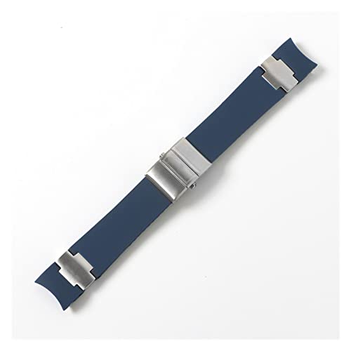 VISIYUBL Uhrband Armband Kieselgel-Uhr-Uhr-Band Fit for Ulysse Fit for Nardin TAUCHER Wasserdichte Gummi Uhr Strap Sport 22mm Mann Schwarz Blau Braun (Color : Blue silver, Size : 22mm strap only) von VISIYUBL