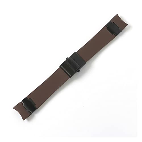 VISIYUBL Uhrband Armband Kieselgel-Uhr-Uhr-Band Fit for Ulysse Fit for Nardin TAUCHER Wasserdichte Gummi Uhr Strap Sport 22mm Mann Schwarz Blau Braun (Color : Brown black, Size : 22mm with buckle) von VISIYUBL