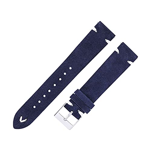 VISIYUBL Uhren Bands Riemen handgefertigt for Männer Frauen 18mm 20mm Leder Watch Strap Braun 7 Farben Schnellspanner Uhr Armband (Color : Indigo, Size : 20mm) von VISIYUBL