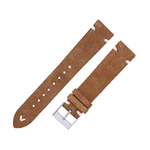 VISIYUBL Uhren Bands Riemen handgefertigt for Männer Frauen 18mm 20mm Leder Watch Strap Braun 7 Farben Schnellspanner Uhr Armband (Color : Orange, Size : 20mm) von VISIYUBL