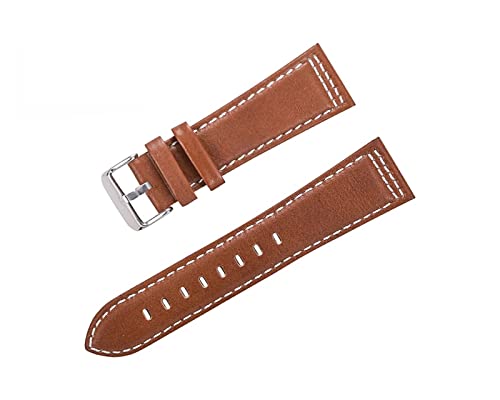 VISIYUBL Uhrenarmband Leder Frauen Männer Watch Strap 22mm 24mm Gürtel Vintage Uhr Armband Band Grün Schwarz Weiche Gurt (Color : Brown, Size : 22mm) von VISIYUBL