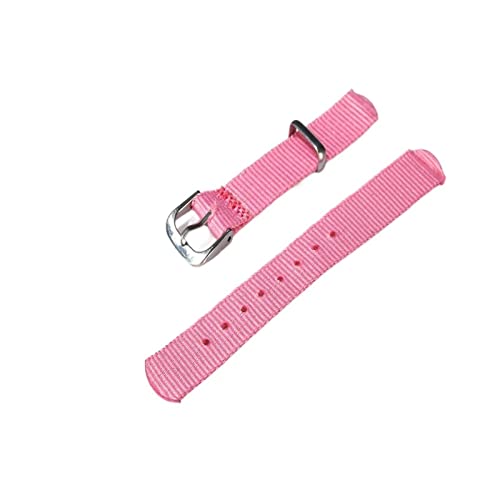 VISIYUBL Uhrenarmband aus Stoff, Segeltuch, verschiedene Farben und Design, Edelstahlschnalle (Color : Pink, Size : 14mm) von VISIYUBL