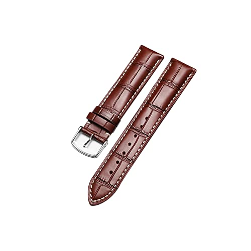 VISIYUBL Uhrenarmband fit for Langzeitmeister Sammlung Watch Strap Gürtel Armbänder Leder 19 20 21mm Gurt Männer Leder (Color : B-Brown and white, Size : 20mm) von VISIYUBL