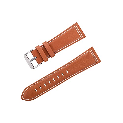 VISIYUBL Uhrenbänder Leder Frauen Männer Uhrenarmband 22mm 24mm Gürtel Vintage Uhr Armbandband Grün Schwarz Weiche Gurt (Color : Orange brown, Size : 22mm) von VISIYUBL
