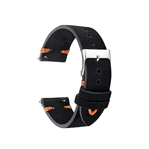 VISIYUBL Uhrenbänder Lederarmband Gürtel 18mm 20mm 22mm Black Armband Repair Tools Zubehör KZSD03. (Color : Black-Orange Line, Size : 22mm) von VISIYUBL