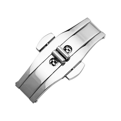 VISIYUBL Uhrenzubehör Double Push Automatic Butterfly Armband Schnalle Stahl Faltschließe Metall Herren Damen Uhrenknopf 4 mm 5 mm 6 mm(Silver 6x23mm) von VISIYUBL