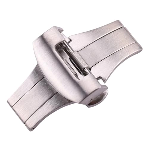VISIYUBL Uhrenzubehör Schmetterlingsschließe passend for Panerai 1950er-Uhrenverschluss 20 mm 22 mm polierte, matte Knopf-Edelstahlschnallen(Matte Silver,22mm) von VISIYUBL
