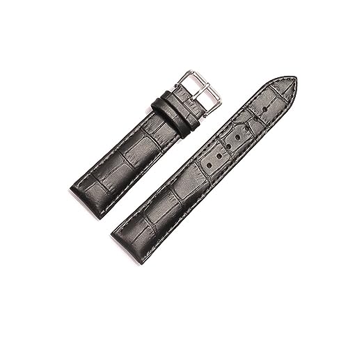 VISIYUBL Universal Ersatz Lederarmband Leder Armband for Männer Frauen 12mm 14mm 16mm 18mm 19mm 20mm 21mm 22mm Uhr Uhr Band (Color : Black, Size : 16mm) von VISIYUBL