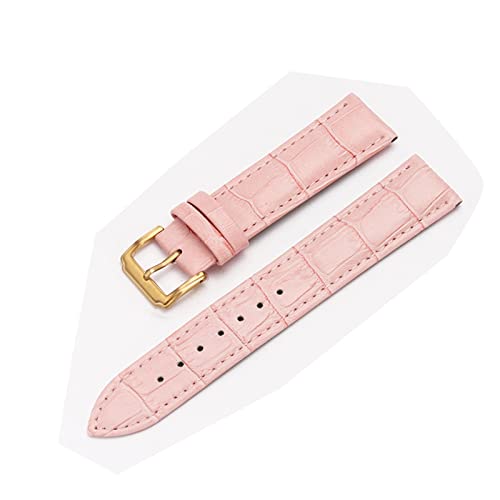 VISIYUBL Universal Ersatz Lederarmband Leder Armband for Männer Frauen 12mm 14mm 16mm 18mm 19mm 20mm 21mm 22mm Uhr Uhr Band (Color : Gold-Pink, Size : 14mm) von VISIYUBL