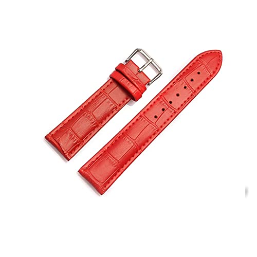 VISIYUBL Universal Ersatz Lederarmband Leder Armband for Männer Frauen 12mm 14mm 16mm 18mm 19mm 20mm 21mm 22mm Uhr Uhr Band (Color : Red, Size : 15mm) von VISIYUBL