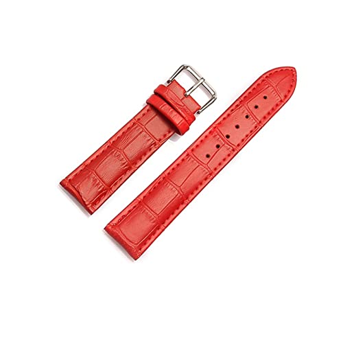 VISIYUBL Universal Ersatz Lederarmband Leder Armband for Männer Frauen 12mm 14mm 16mm 18mm 19mm 20mm 21mm 22mm Uhr Uhr Band (Color : Red, Size : 17mm) von VISIYUBL