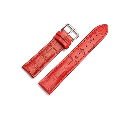 VISIYUBL Universal Ersatz Lederarmband Leder Armband for Männer Frauen 12mm 14mm 16mm 18mm 19mm 20mm 21mm 22mm Uhr Uhr Band (Color : Red, Size : 19mm) von VISIYUBL