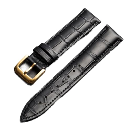 VISIYUBL Universal Ersatzschicht Lederarmband Leder Armband for Männer Frauen 10mm-24mm Uhrenarmband (Color : Black-Gold buckle, Size : 17mm) von VISIYUBL