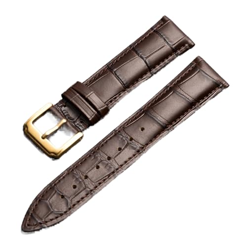VISIYUBL Universal Ersatzschicht Lederarmband Leder Armband for Männer Frauen 10mm-24mm Uhrenarmband (Color : Brown-Gold buckle, Size : 14mm) von VISIYUBL