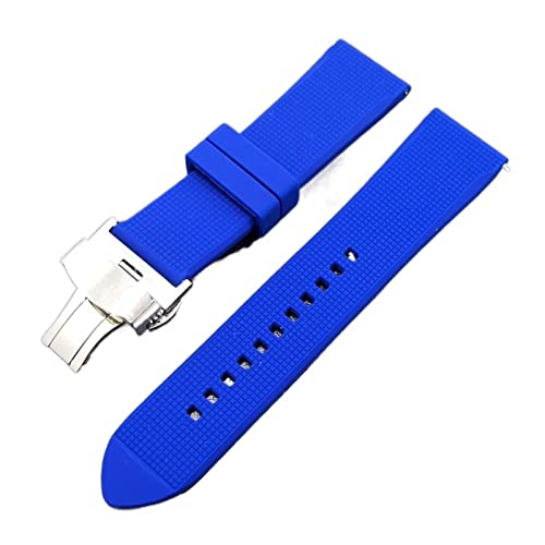 VISIYUBL Universal Silicon Watchband Butterfly Schnalle Band Stahlschnalle Armband Armband 18mm 20 mm 22 mm for Männer Frauen (Color : Blue, Size : 18mm) von VISIYUBL