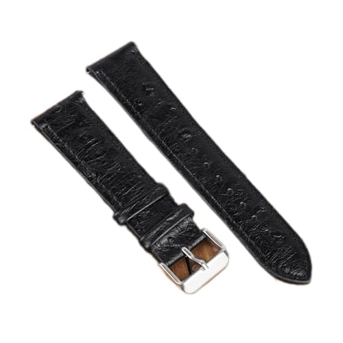 VISIYUBL Vintage Straußmuster Leder Armband 18mm 20mm 22mm 24mm Schwarz Uhrengurt Gürtel for Watch Repalcement (Color : Black, Size : 20mm) von VISIYUBL