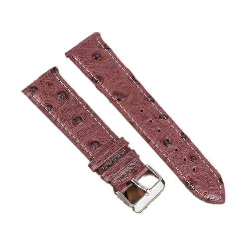 VISIYUBL Vintage Straußmuster Leder Armband 18mm 20mm 22mm 24mm Schwarz Uhrengurt Gürtel for Watch Repalcement (Color : Wine red-white line, Size : 20mm) von VISIYUBL