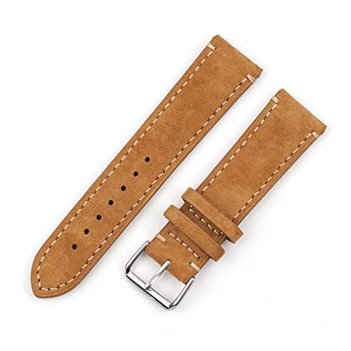 VISIYUBL Vintage Wildleder-Leder-Uhr-Armband 18mm 20mm 22mm 24mm handgemachtes Nähband for Männer Frauen Watch Ersatz (Color : Tan with wire, Size : 18mm) von VISIYUBL