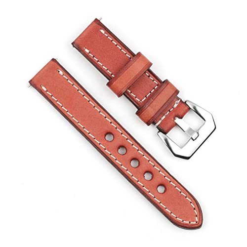 VISIYUBL Vintage handgefertigte Uhrenband 18mm 20mm 22mm 24mm Lederarmbänder männlich Ersatz Wistband Armband Fit for Panerai (Color : Red, Size : 20mm) von VISIYUBL