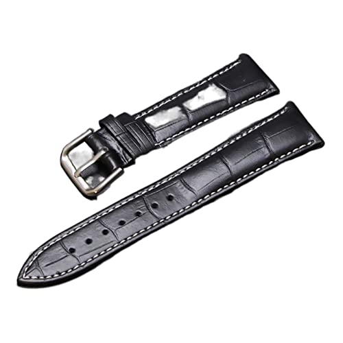 VISIYUBL Watch Band Watch Armbandgurte Armbänder Leder 14mm 18 mm 20 mm 22 mmmmm Gurt Männer (Color : Black white line, Size : 24mm) von VISIYUBL