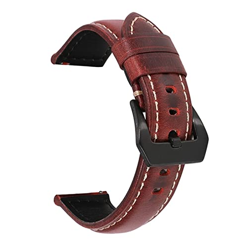 VISIYUBL Watchband -Öl Wachs Lederband Männer Männer Armband 18 20 22 mm 24mm 26mm Uhr Accessoires for Panerai fit for Omega fit for Iwc (Color : Black, Size : 20mm) von VISIYUBL