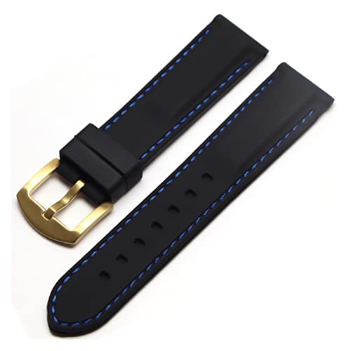 VISIYUBL Watchband Silicon Gummi -Uhr -Gurtbänder wasserdicht 20mm 22 mm 24 mm 26 mm Uhrengürtel (Color : Blue Gold, Size : 22mm) von VISIYUBL