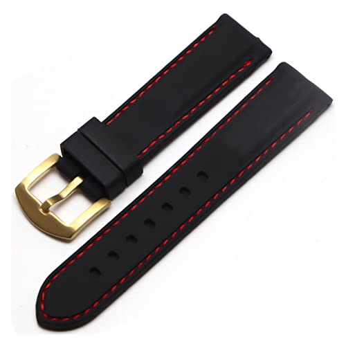 VISIYUBL Watchband Silicon Gummi -Uhr -Gurtbänder wasserdicht 20mm 22 mm 24 mm 26 mm Uhrengürtel (Color : Red Gold, Size : 20mm) von VISIYUBL