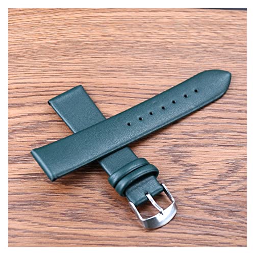 VISIYUBL Weiche Leder Uhrenbandband 8mm 10mm 18mm 20mm 22mm 24mm Wasserdichte Uhrenband Ersatz Silber Schnalle for Männer Frauen (Color : Green, Size : 10mm) von VISIYUBL