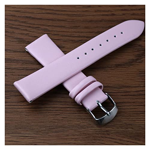 VISIYUBL Weiche Leder Uhrenbandband 8mm 10mm 18mm 20mm 22mm 24mm Wasserdichte Uhrenband Ersatz Silber Schnalle for Männer Frauen (Color : Pink, Size : 8mm) von VISIYUBL