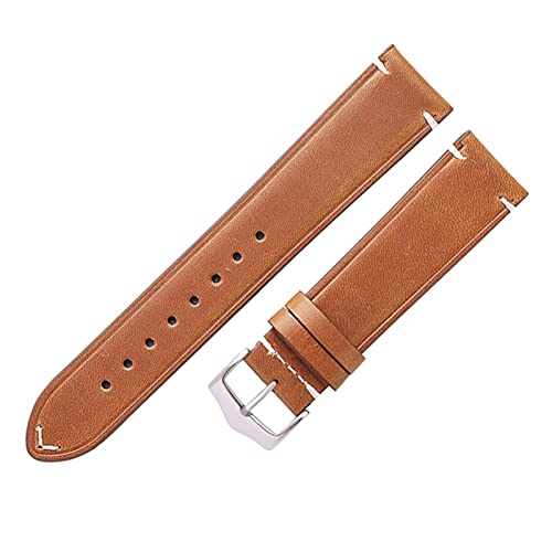 VISIYUBL Weiche frauen uhr ledergurte for huawei uhr gt2 18mm 20mm 22mm leder uhr bands dünn (Color : Tan, Size : 18mm) von VISIYUBL