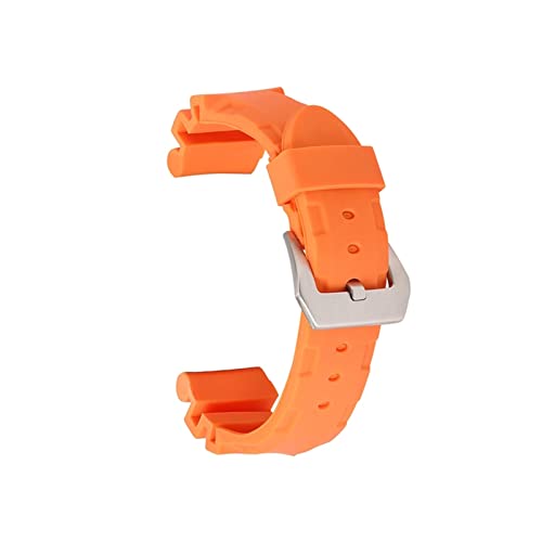 VISIYUBL Weiches Silikon-Gummi-Uhr-Armband 22mm 24mm silberne schwarze Schnalle Watch Armband-Armband-Ersatz for Panerai (Color : Orange, Size : 24mm black buckle) von VISIYUBL