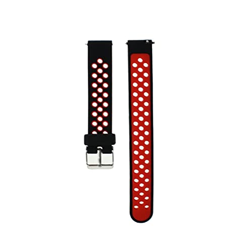 VISIYUBL Weiches Silikonband Fit for Huawei Fit for Samsung Fit for Garmin 16/18/20/22/22mm Zweifarbige Uhr Abzug Wasserdichte Band Watch Accessoire (Color : Black Red, Size : 22mm) von VISIYUBL
