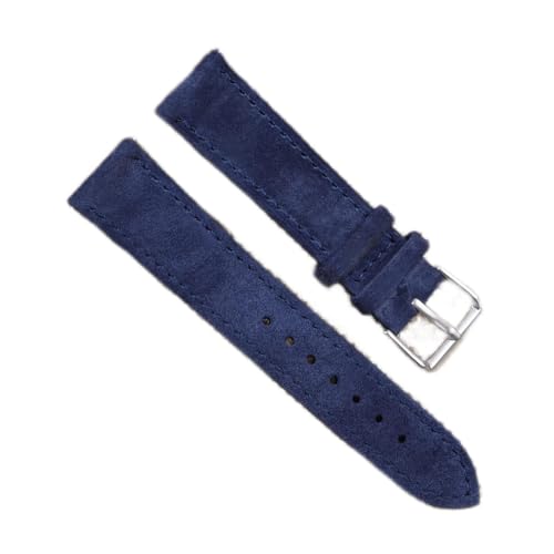 VISIYUBL Wildleder-Armband-Armband 18mm 19mm 20mm 22mm 24mm handgefertigte Stitching Watchstrap Schnellversion for Männer Frauen Watch Ersatz (Color : Dark blue, Size : 19mm) von VISIYUBL