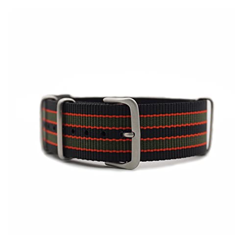 VISIYUBL Zulu Nylon NATO Watch Strap 20mm 22mm Uhrenband Fit for James Bond 007 Design Schwarz/Rot/Grün Uhrenband Verwenden Sie Hautfreundliches Material (Color : Black red green, Size : 22mm) von VISIYUBL