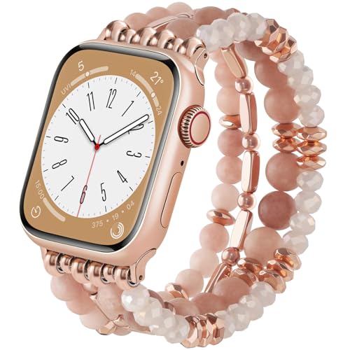 VISOOM Boho-Armband mit Perlen für Apple Watch Serie 10, SE, 9, 8, 7, 6, 5, 4, 3, 2, 1, 42 mm, 41 mm, 40 mm, 38 mm, modisch, handgefertigt, niedliche Kristallperlen, dehnbar, Uhrenarmband für iPhone VISOOM Boho-Armband mit Perlen für Apple Watch Serie 10, SE, 9, 8, 7, 6, 5, 4, 3, 2, 1, 42 mm, 41 mm, 40 mm, 38 mm, modisch, handgefertigt, niedliche Kristallperlen, dehnbar, Uhrenarmband für iPhone von VISOOM