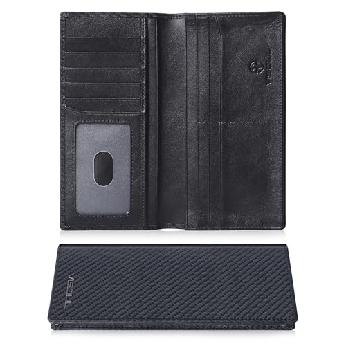 VISOUL Echtleder Geldbörse echtes Vintage Leder XXL Langes Portemonnaie Kreditkartenetui Herren Geldbeutel RFID Schutz Portemonnaie Brieftasche Wallet Portmonee Carbon Schwarz von VISOUL
