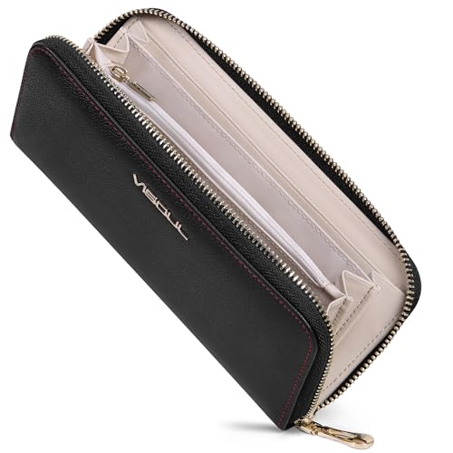 VISOUL Geldbörse echtes Leder Langes Portemonnaie - Kreditkartenetui Groß Geldbeutel mit RFID Schutz Portemonnaie Brieftasche Wallet Portmonee L015 von VISOUL