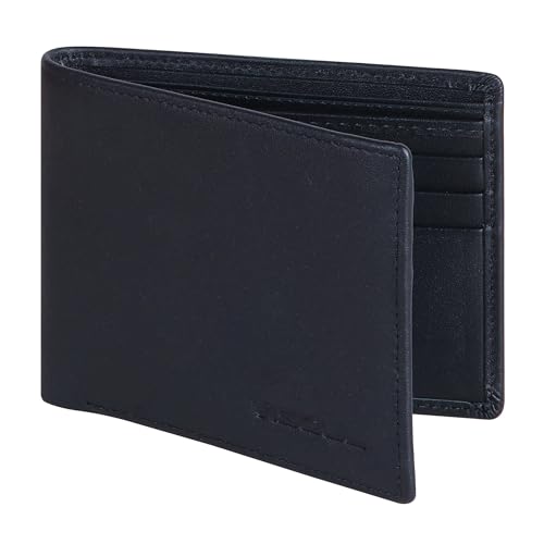 VISOUL Langes Scheckbuch-Geldbörse aus Leder mit Reißverschlusstasche für Männer und Frauen, RFID-blockierend, hohe Geldscheine, Schwarz, Kompakte Faltbörse von VISOUL