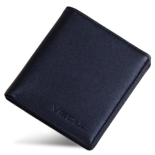 VISOUL Slim Bifold Card Holder Wallet for Women RFID Blocking, Leather Compact Credit Card Case with Cash Compartment, Schwarz, Damen Kartenhalter von VISOUL