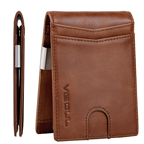 VISOUL Slim Wallet mit Münzfach und RFID Schutz Mini Geldbörse Herren klein Kreditkartenetui Kartenetui Kartenhalter Portmonee Portemonnaie klein Geldbeutel Leder von VISOUL