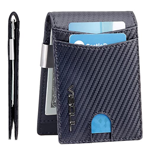 VISOUL Slim Wallet mit Münzfach und RFID Schutz Mini Geldbörse Herren klein Kreditkartenetui Kartenetui Kartenhalter Portmonee Portemonnaie klein Geldbeutel Leder von VISOUL