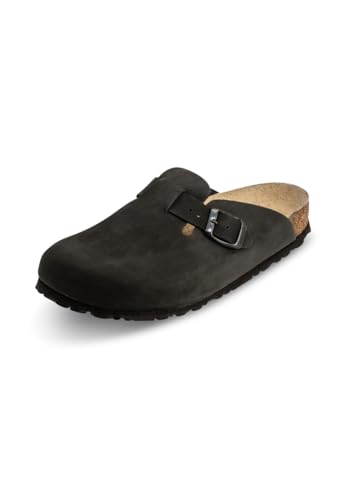 Original VITAFORM Clogs I Nubukleder-Pantoletten für Herren in Schwarz I Größe 46 I Langlebig & gelenkschonend mit Korkfußbett & Velourslederbezug I Echtes Wildleder I Echte Handwerkskunst von VITAFORM
