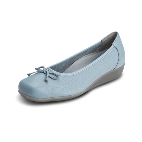 VITAFORM® Ballerinas Damen | Super-softe Hirschleder Schuhe | Flache Brautschuhe mit dämpfenden Schock-Absorber | Stretcheinsatz für Beste Passform | Austauschbares Komfortfußbett | Blau 41 von VITAFORM