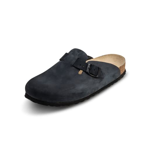 VITAFORM® Clogs Blau Größe 46 für Damen und Herren | Nubukleder Hausschuhe | Luftpolsterung von Zeh bis Ferse | Reinstes Naturkork | Dämpfend und Gelenkschonend von VITAFORM