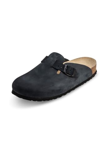 Original VITAFORM Clogs I Nubukleder-Pantoletten für Herren in Blau I Größe 49 I Langlebig & gelenkschonend mit Korkfußbett & Velourslederbezug I Echtes Wildleder I Echte Handwerkskunst von VITAFORM